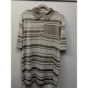 Ogio Golf Polo Shirt‎ Men's Large Gray Striped Short Sleeve Performance Casual